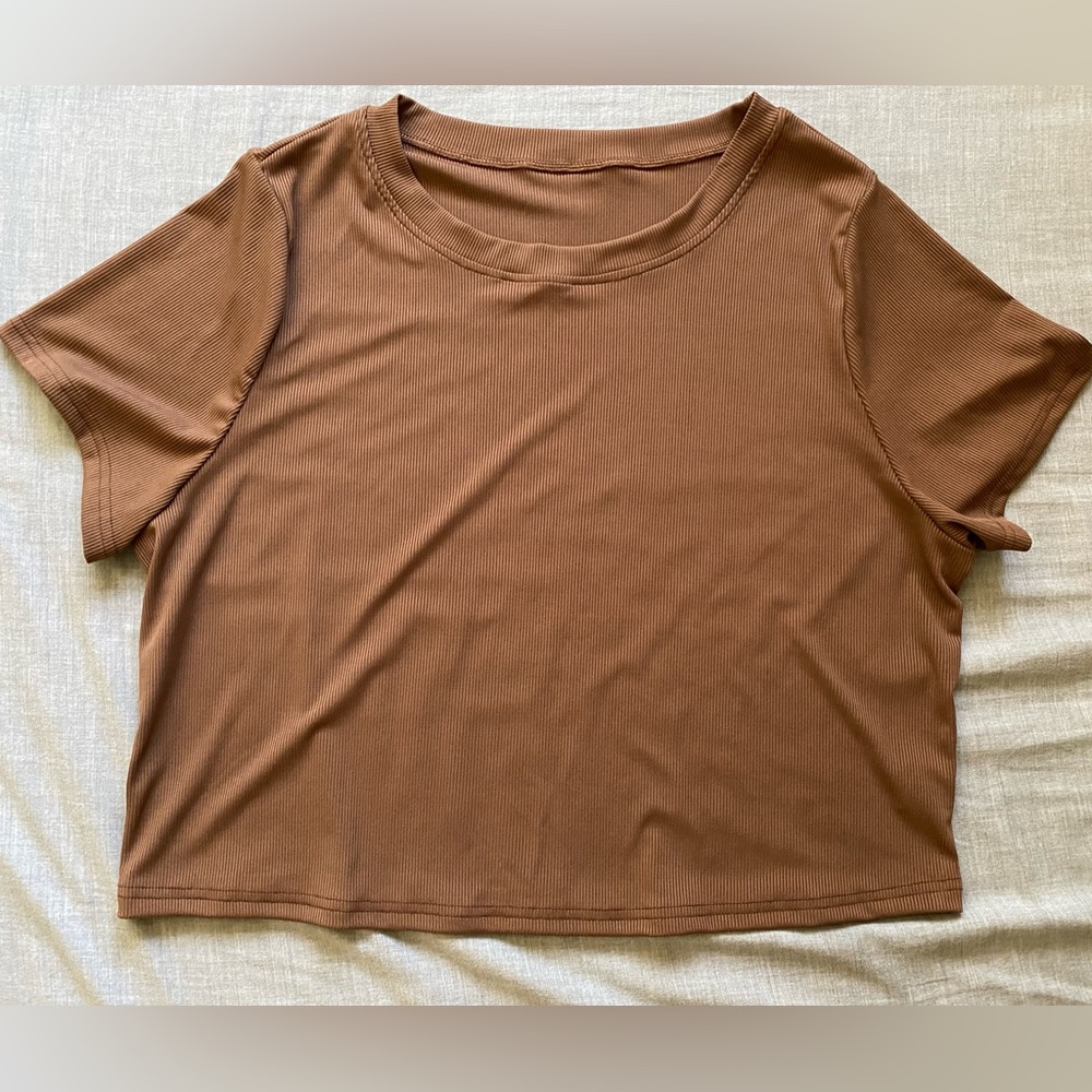 Shein Brown ribbed shirt
